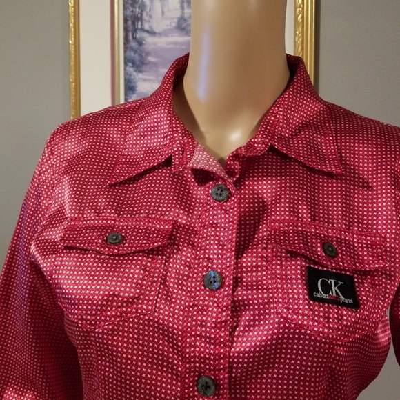 CALVIN KLEIN BUTTON DOWN BLOUSE - Picture 3 of 8